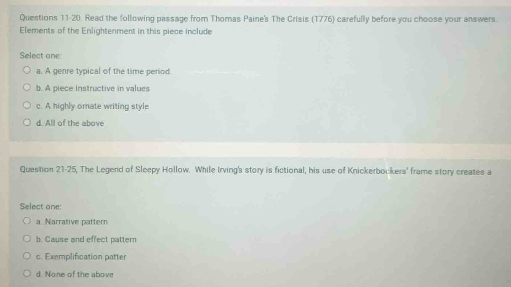 questions 11-20. read the following passage from thomas paines the cris…