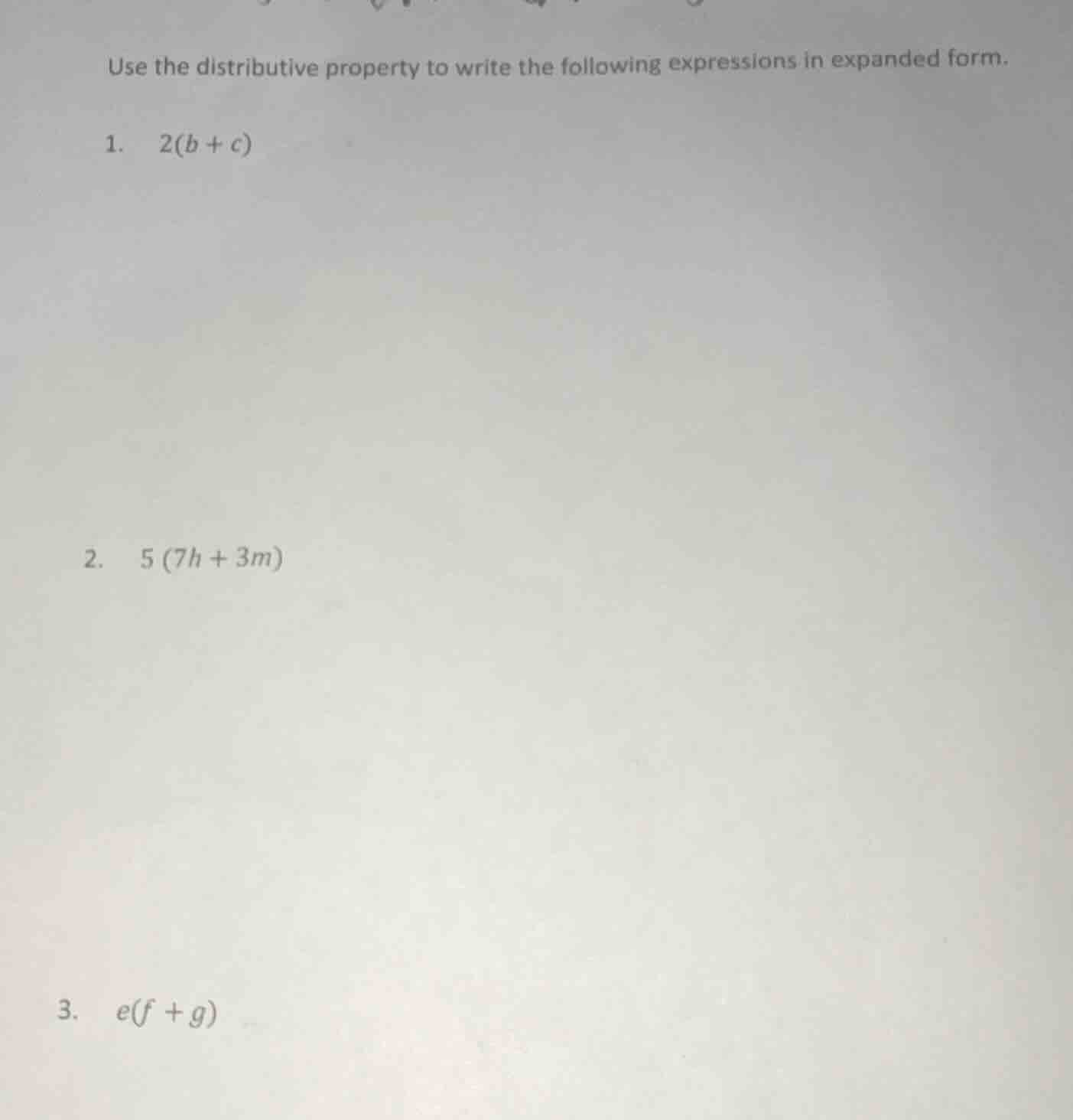 use the distributive property to write the following expressions in exp…