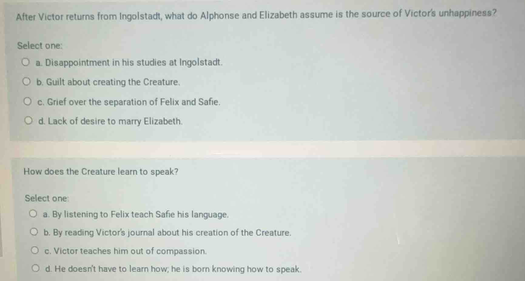 after victor returns from ingolstadt, what do alphonse and elizabeth as…