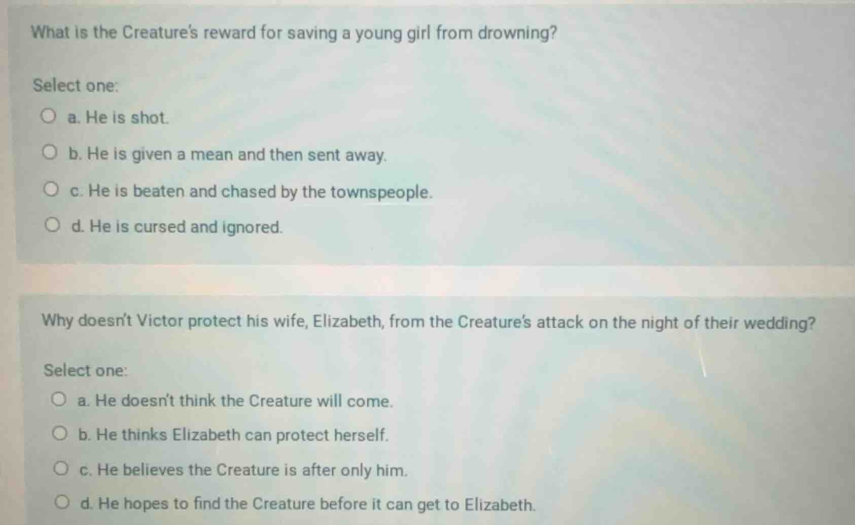 what is the creatures reward for saving a young girl from drowning? sel…