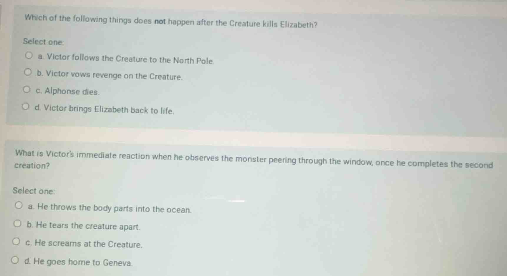 which of the following things does not happen after the creature kills …