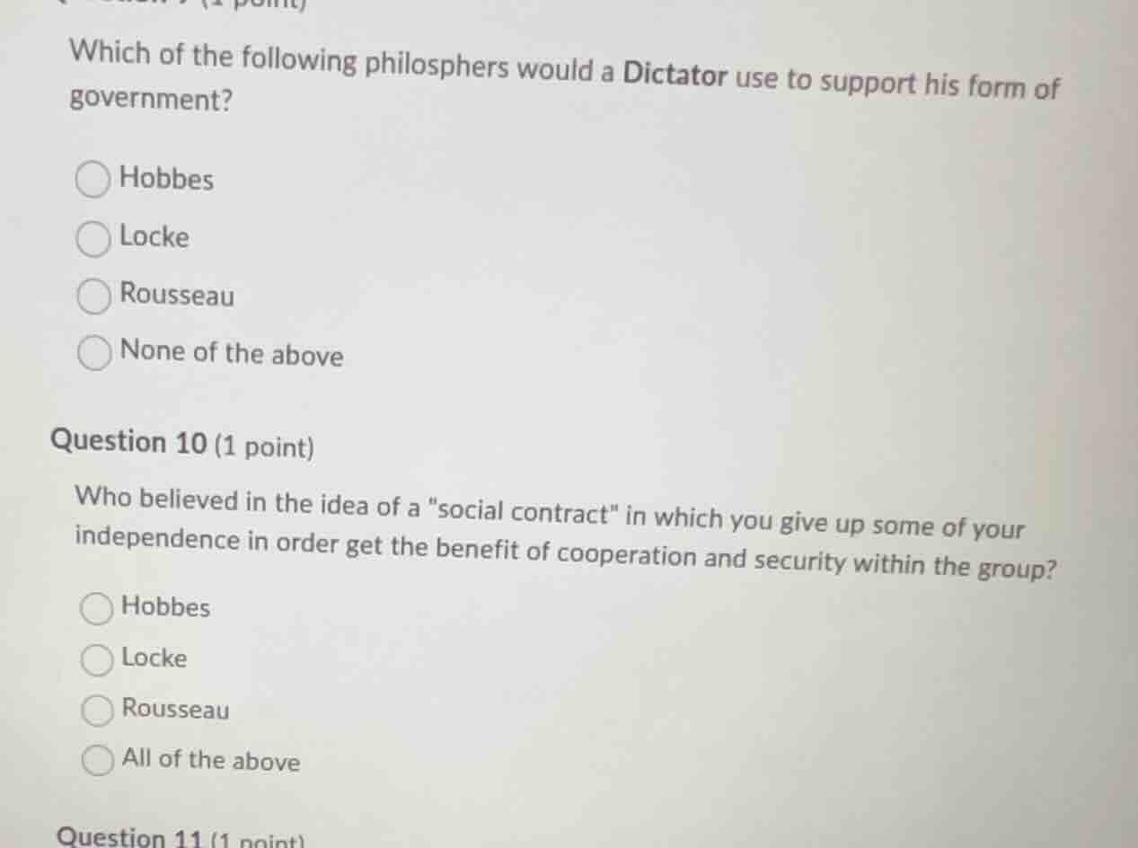 which of the following philosphers would a dictator use to support his …