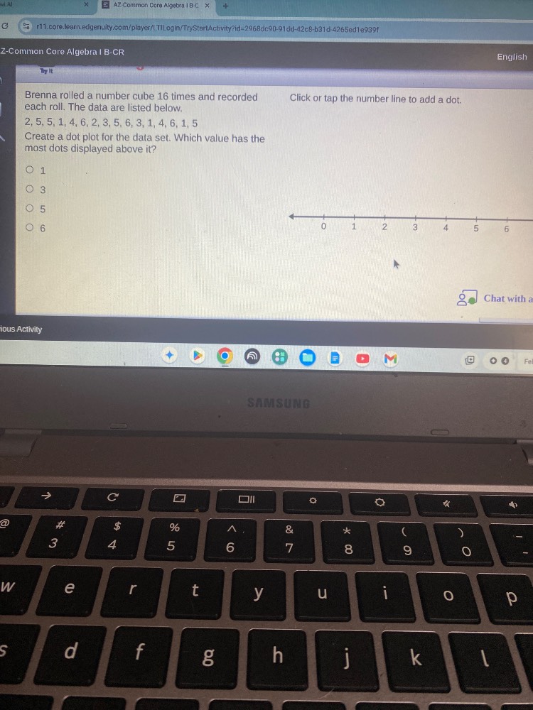 try it brenna rolled a number cube 16 times and recorded each roll. the…