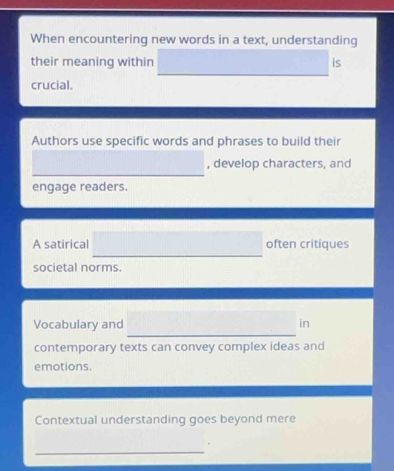 when encountering new words in a text, understanding their meaning with…