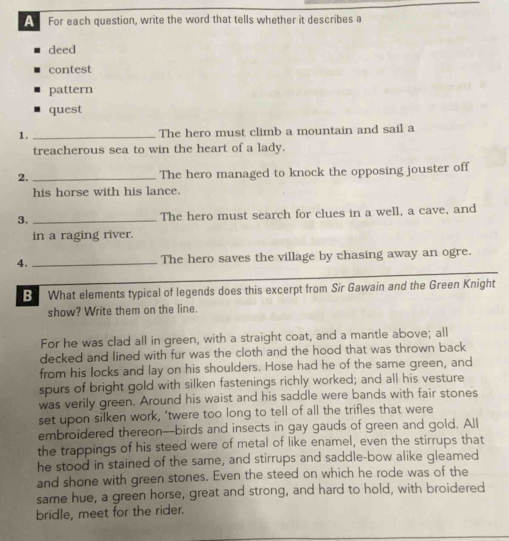 a for each question, write the word that tells whether it describes a■ …