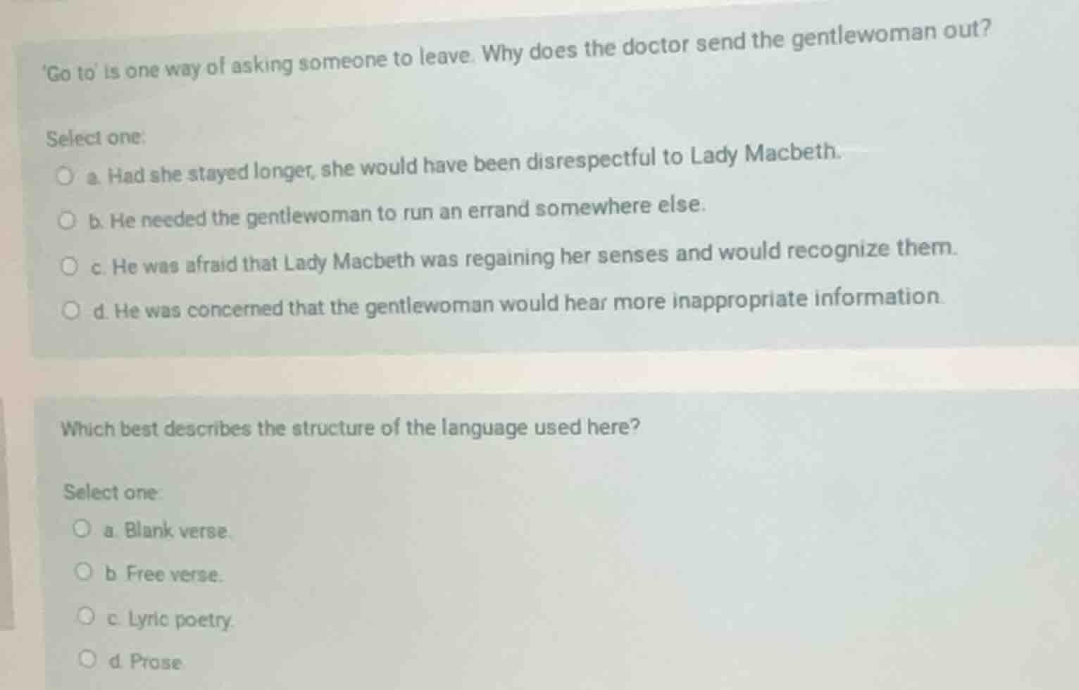 go to is one way of asking someone to leave. why does the doctor send t…