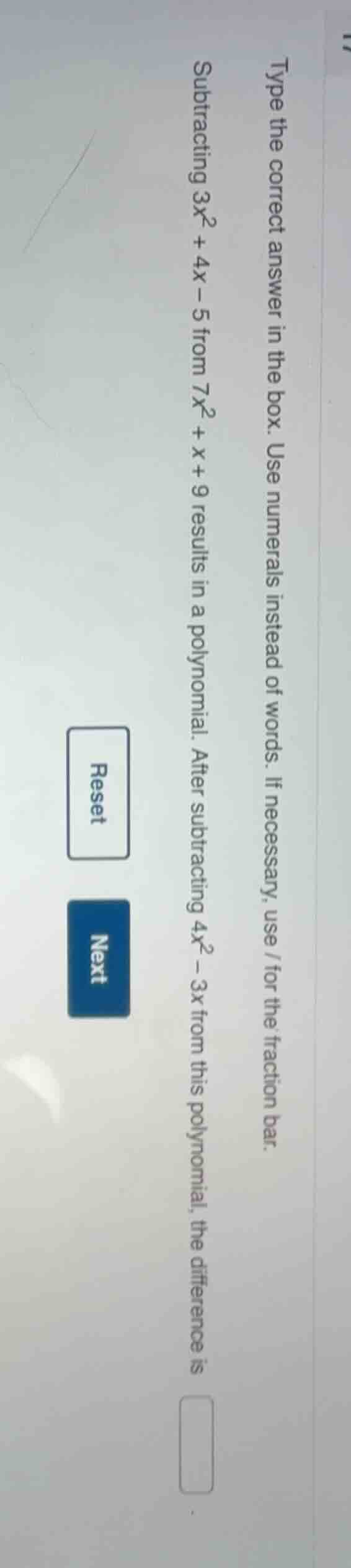 type the correct answer in the box. use numerals instead of words. if n…