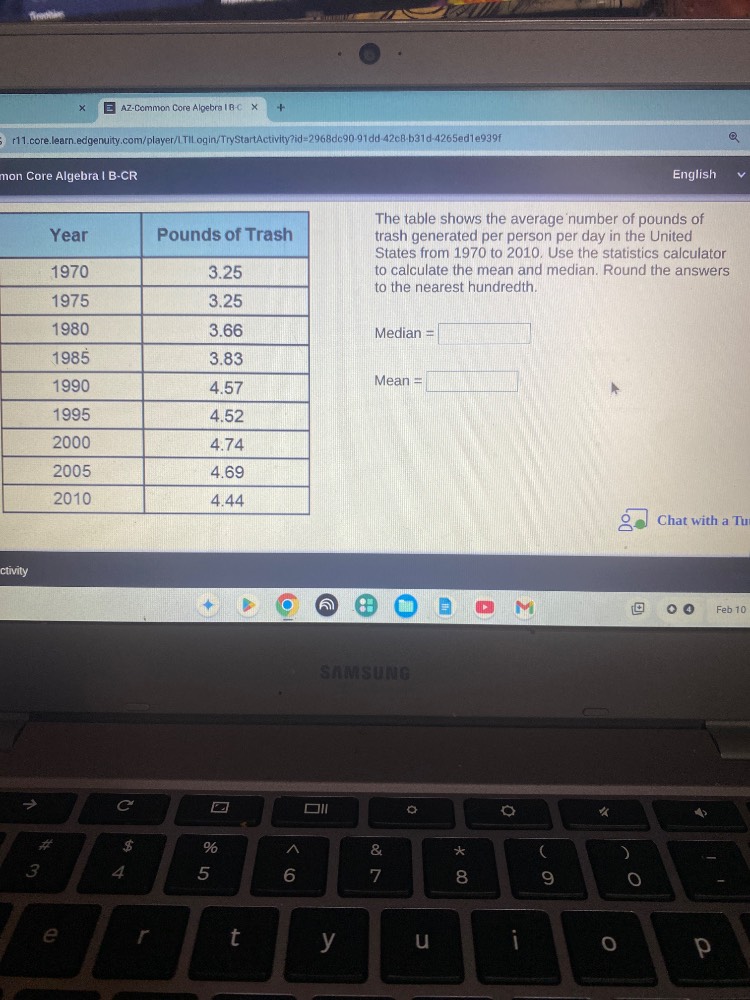 mon core algebra i b-cr english the table shows the average number of p…