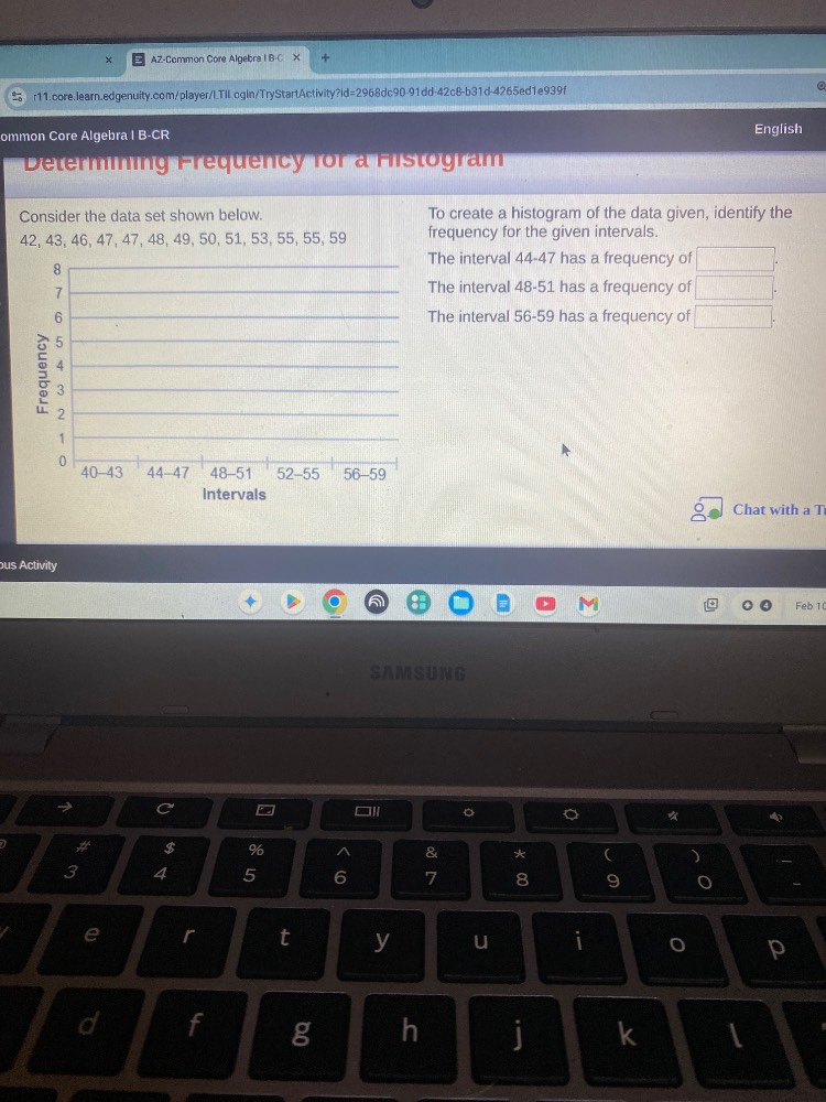 etermining frequency for a histogram consider the data set shown below.…