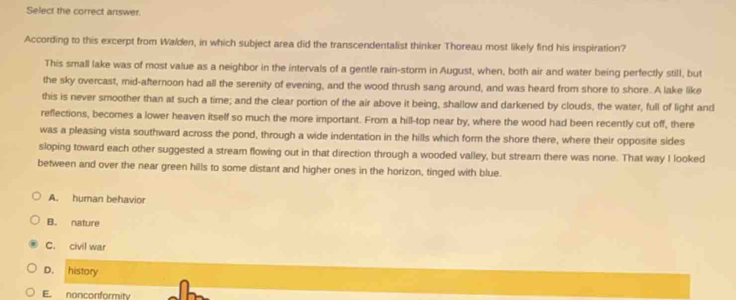 select the correct answer. according to this excerpt from walden, in wh…