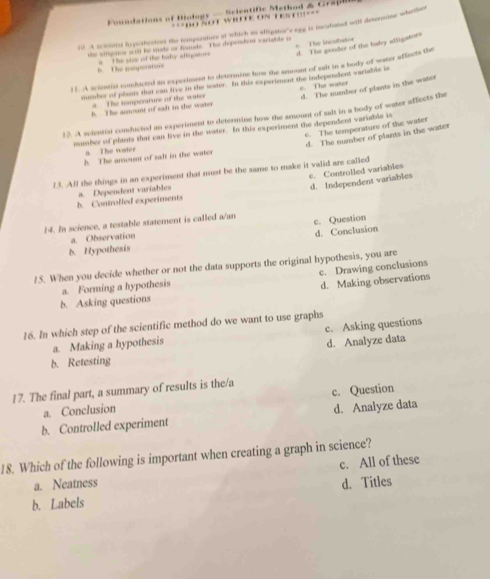 foundations of biology - scientific method & graphing ***do not write o…