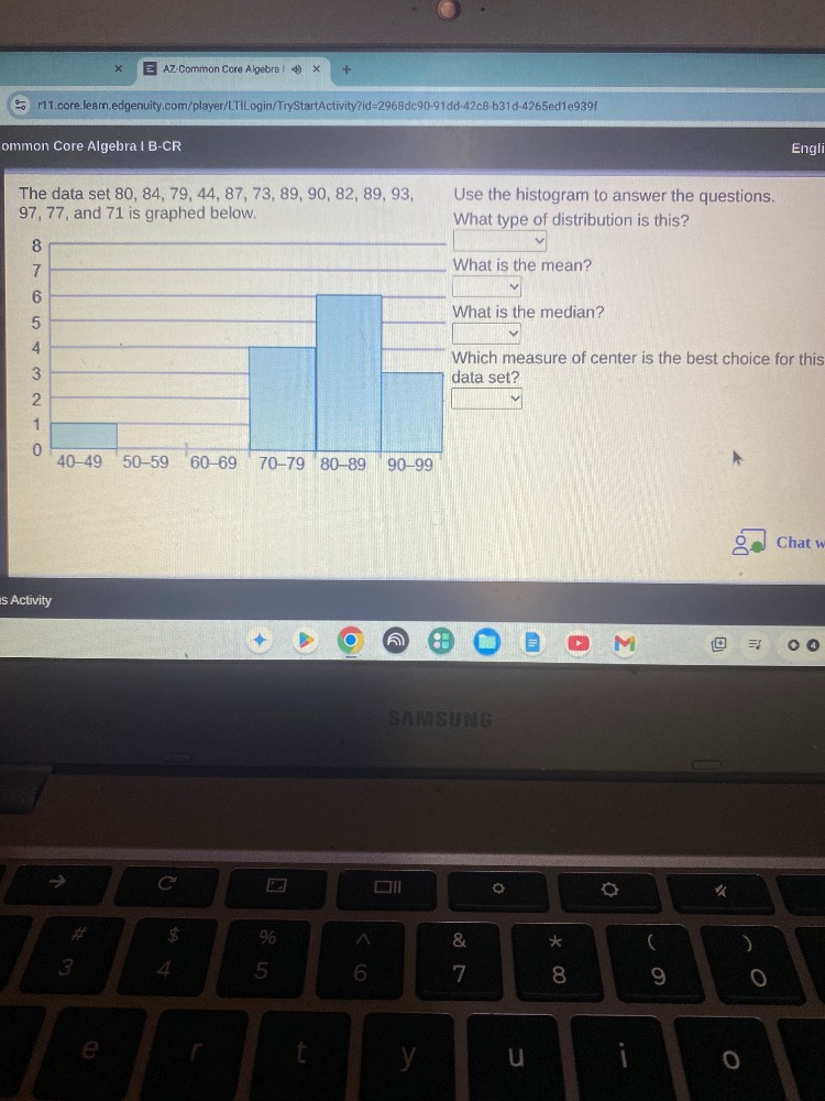 common core algebra i b-cr engli the data set 80, 84, 79, 44, 87, 73, 8…