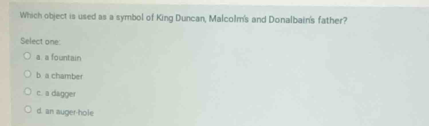 which object is used as a symbol of king duncan, malcolms and donalbain…