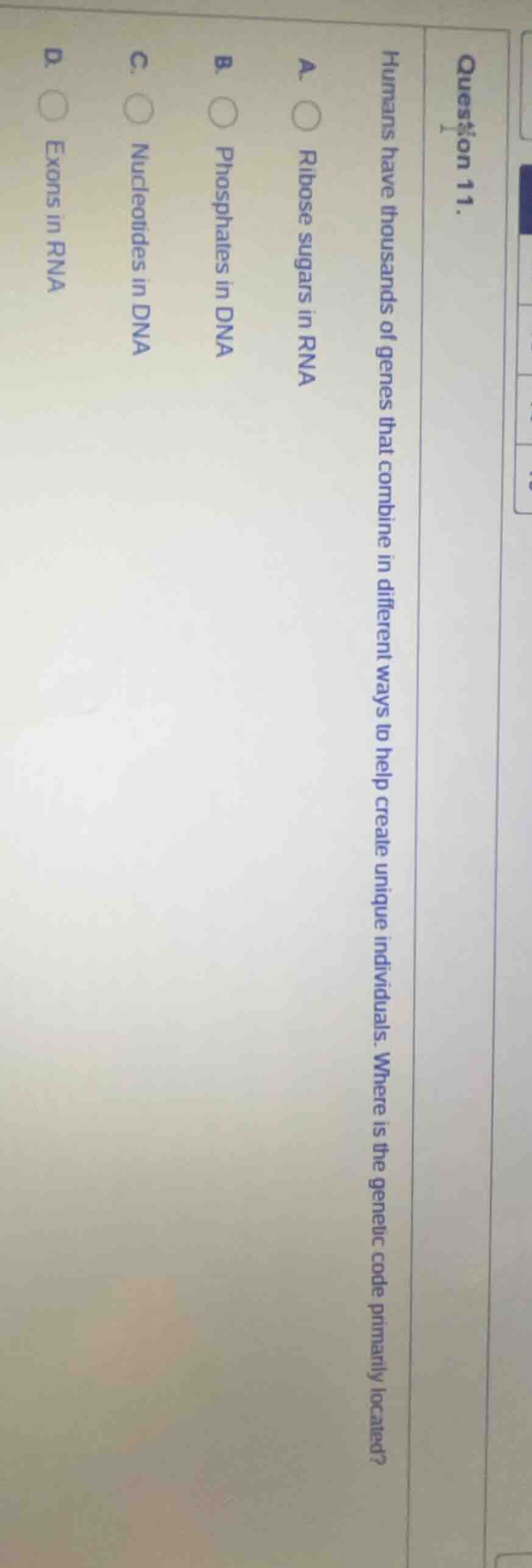 question 11.humans have thousands of genes that combine in different wa…