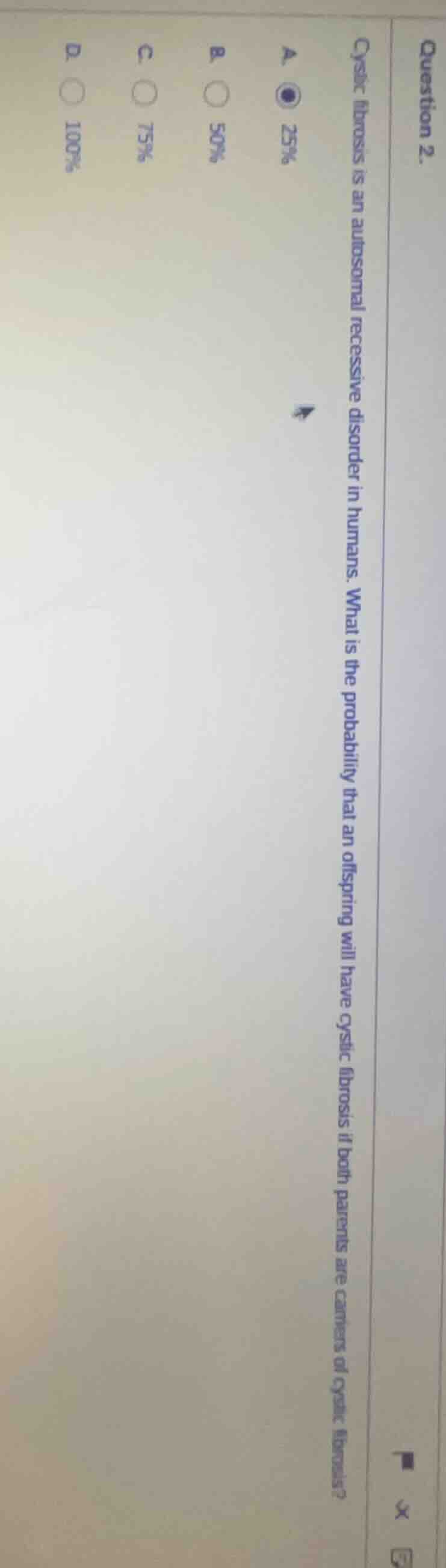 question 2.cystic fibrosis is an autosomal recessive disorder in humans…