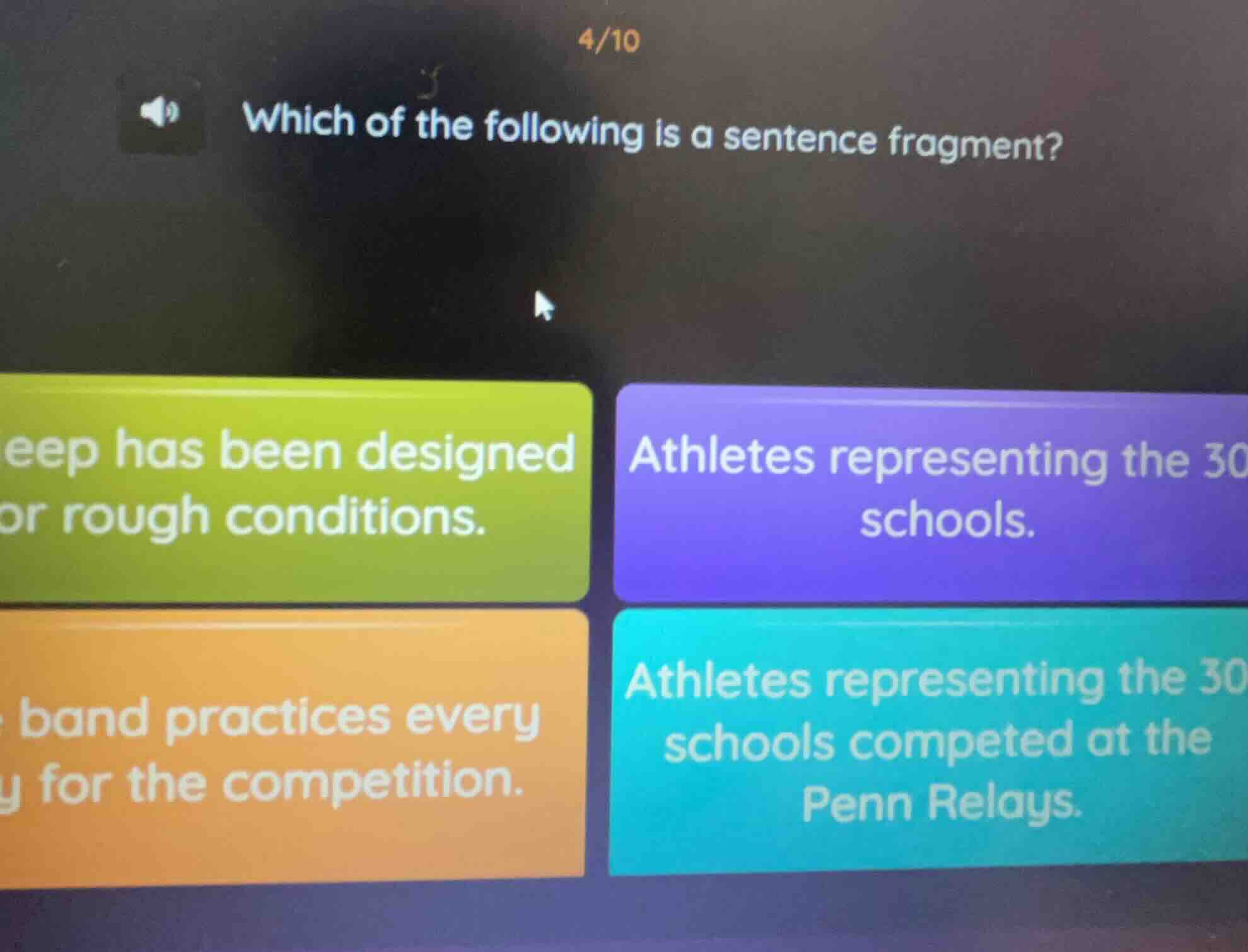 4/10 which of the following is a sentence fragment? eep has been design…