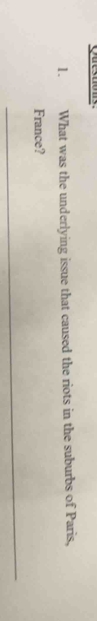 questions:1. what was the underlying issue that caused the riots in the…