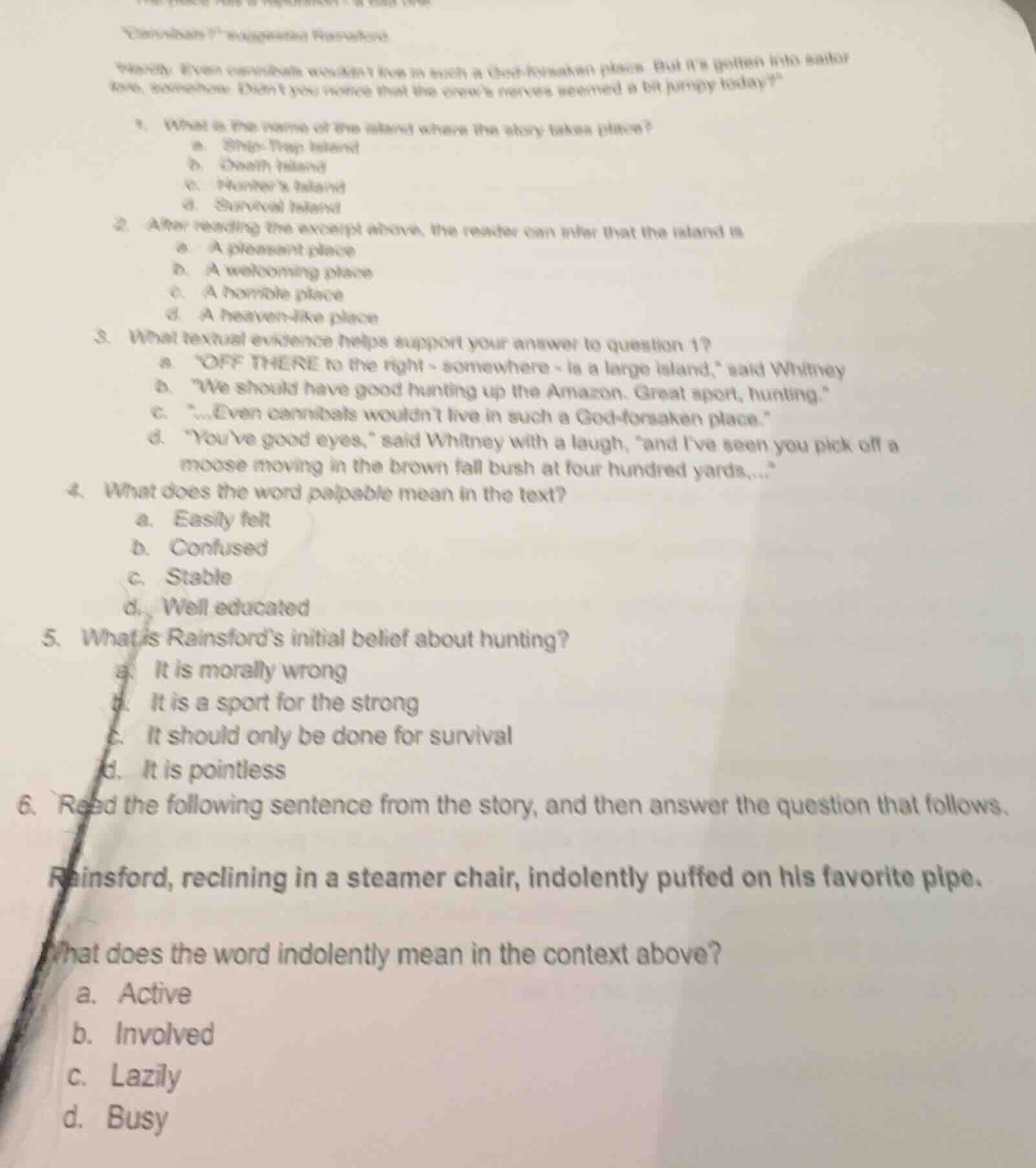 \cannibals?\ suggested rainsford. whitney: even cannibals wouldnt live …