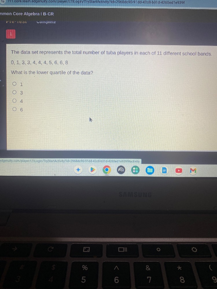 common core algebra i b-cr pre-test complete 1 the data set represents …