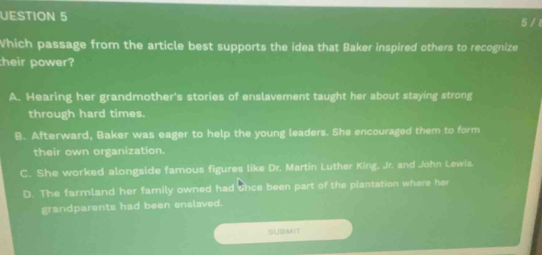 uestion 5 5 / 6 which passage from the article best supports the idea t…