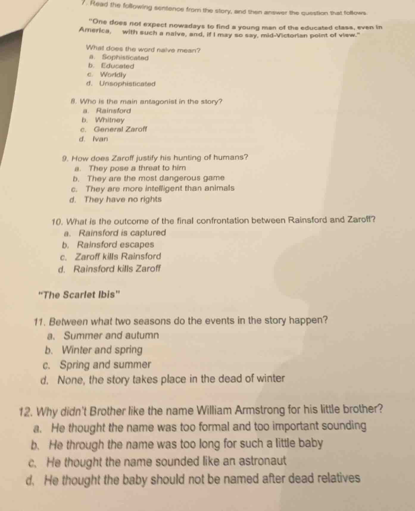 7. read the following sentence from the story, and then answer the ques…