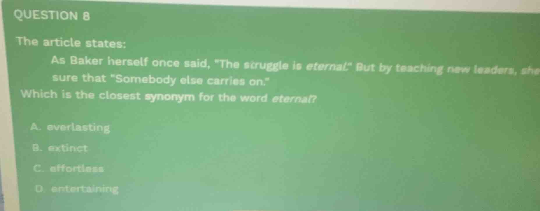question 8 the article states: as baker herself once said, \the struggl…