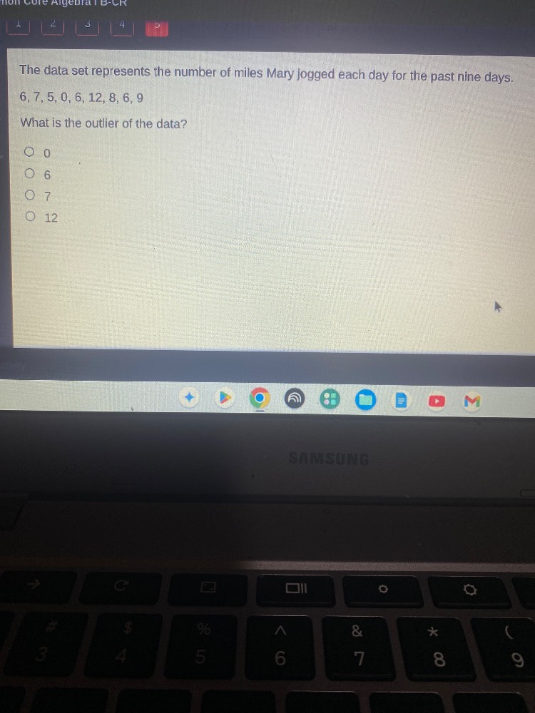 the data set represents the number of miles mary jogged each day for th…