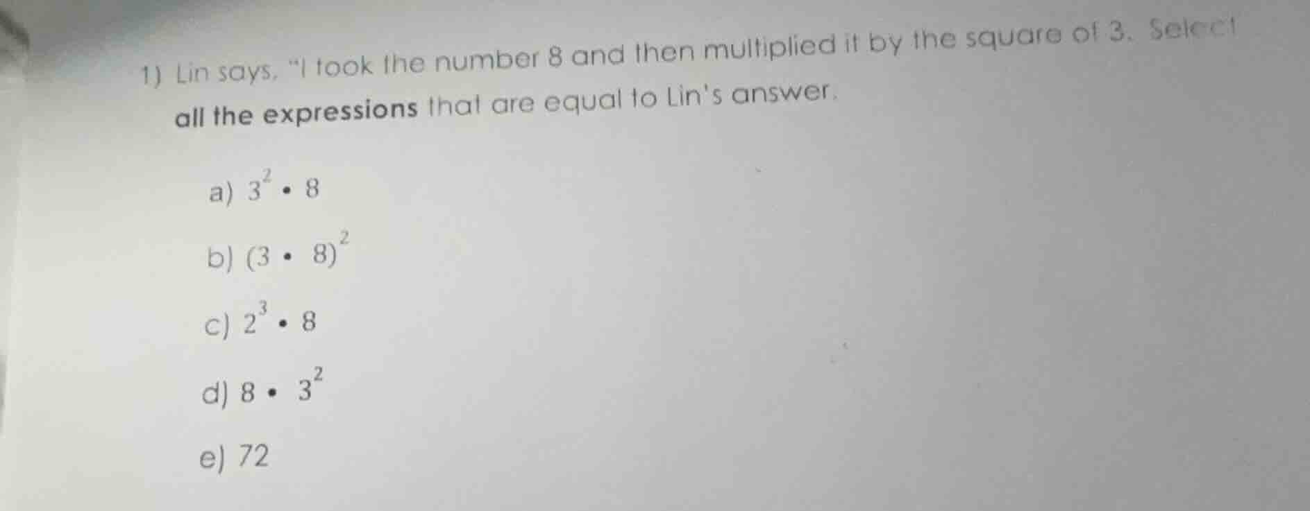 1) lin says, \i took the number 8 and then multiplied it by the square …