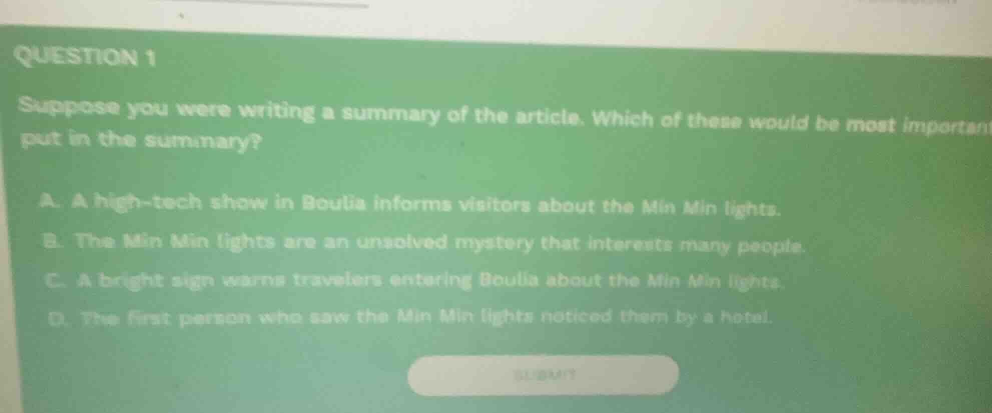 question 1 suppose you were writing a summary of the article. which of …