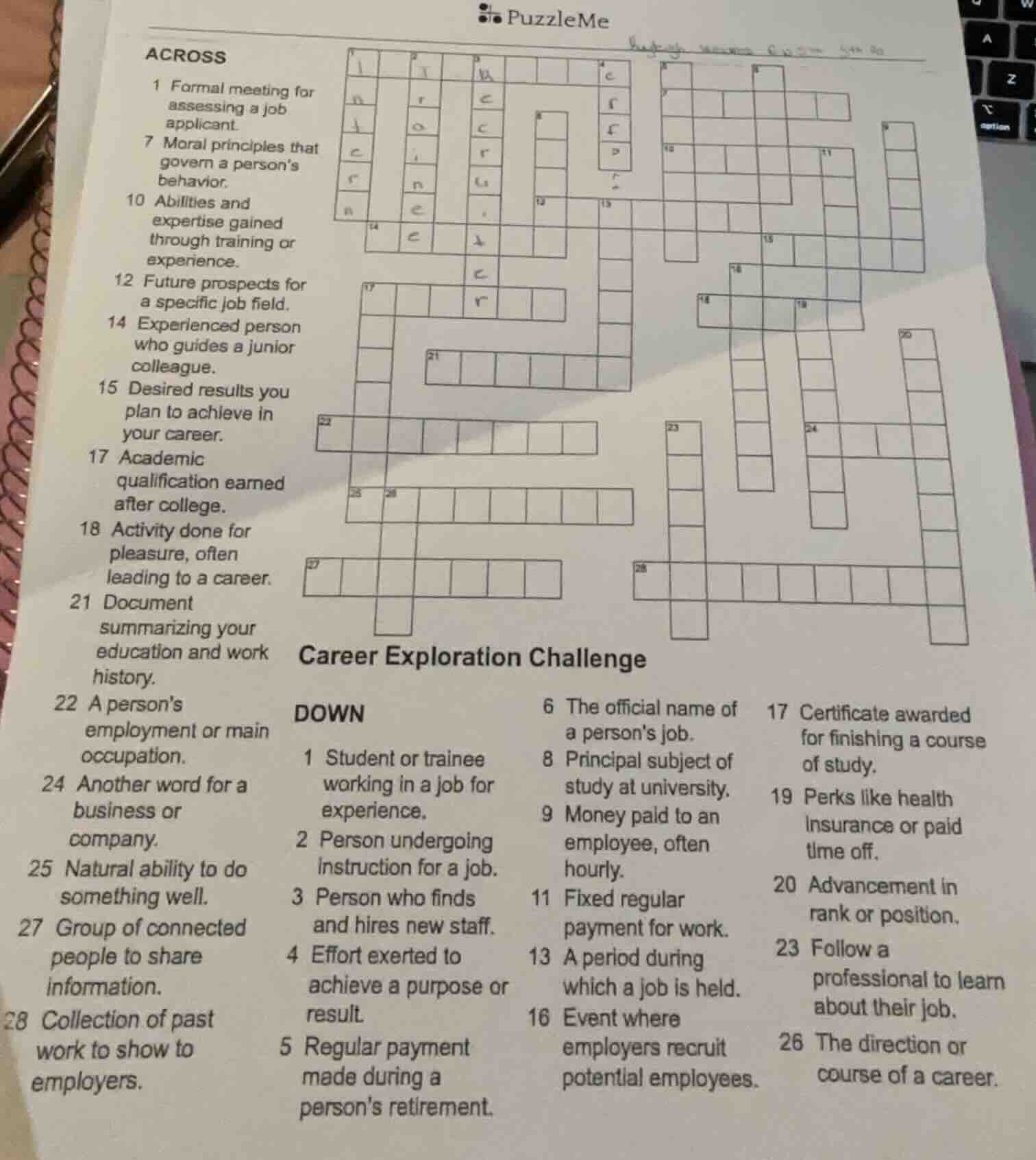puzzleme across 1 formal meeting for assessing a job applicant. 7 moral…