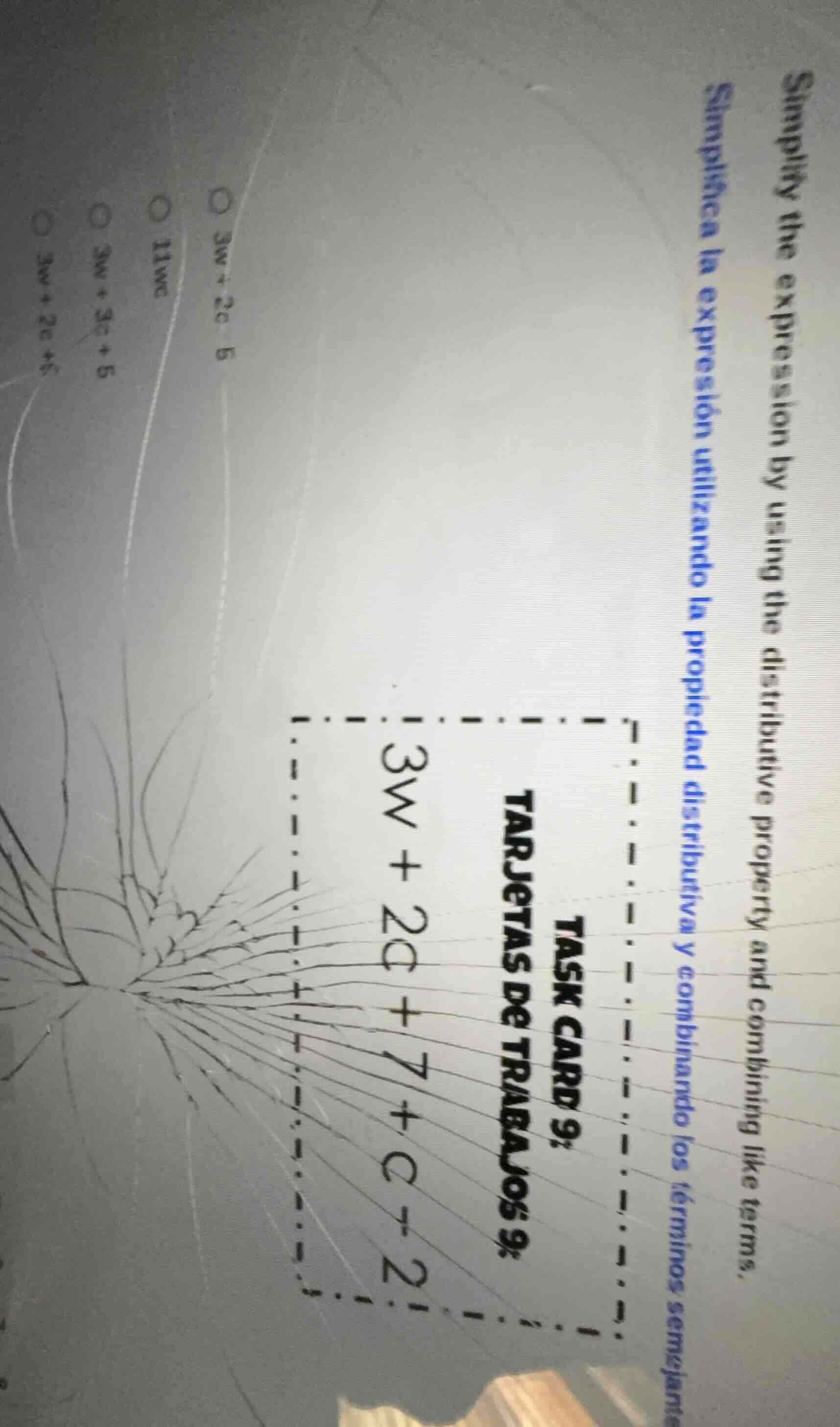 task card 9:tarjetas de trabajo 9:simplify the expression by using the …