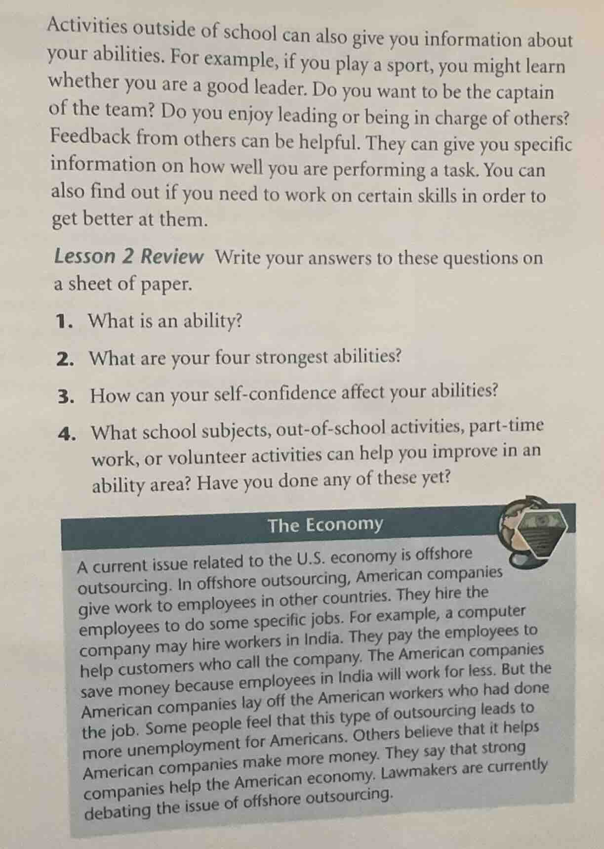 activities outside of school can also give you information about your a…