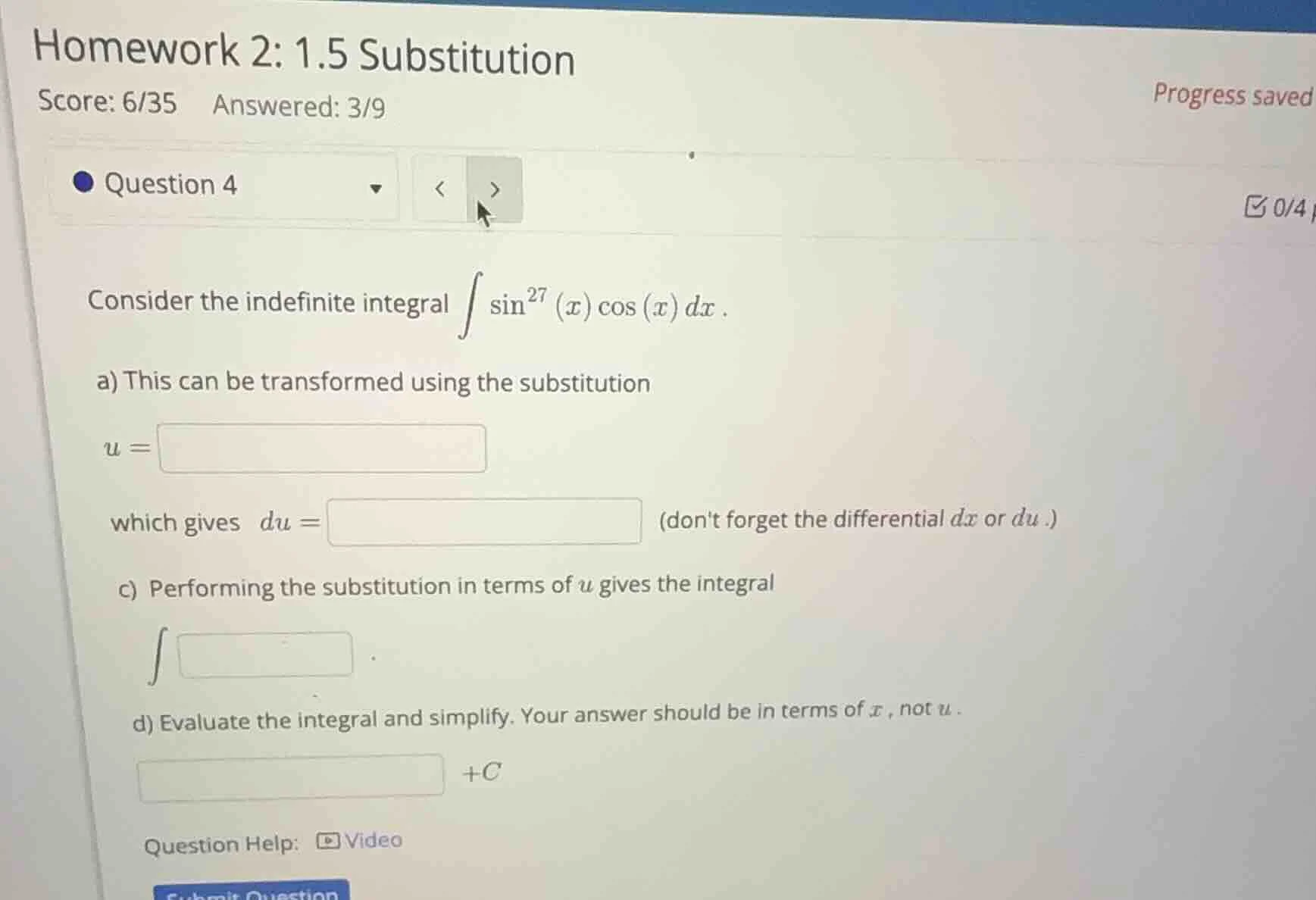 homework 2: 1.5 substitution score: 6/35 answered: 3/9 progress saved q…