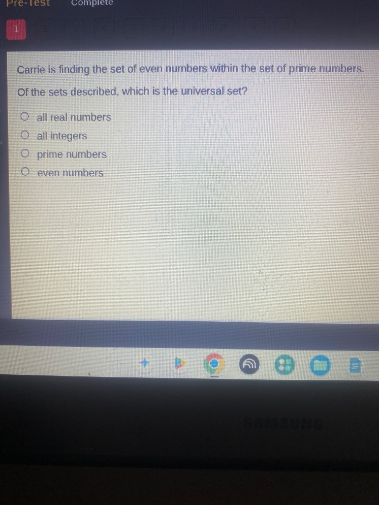 pre-test complete 1 carrie is finding the set of even numbers within th…