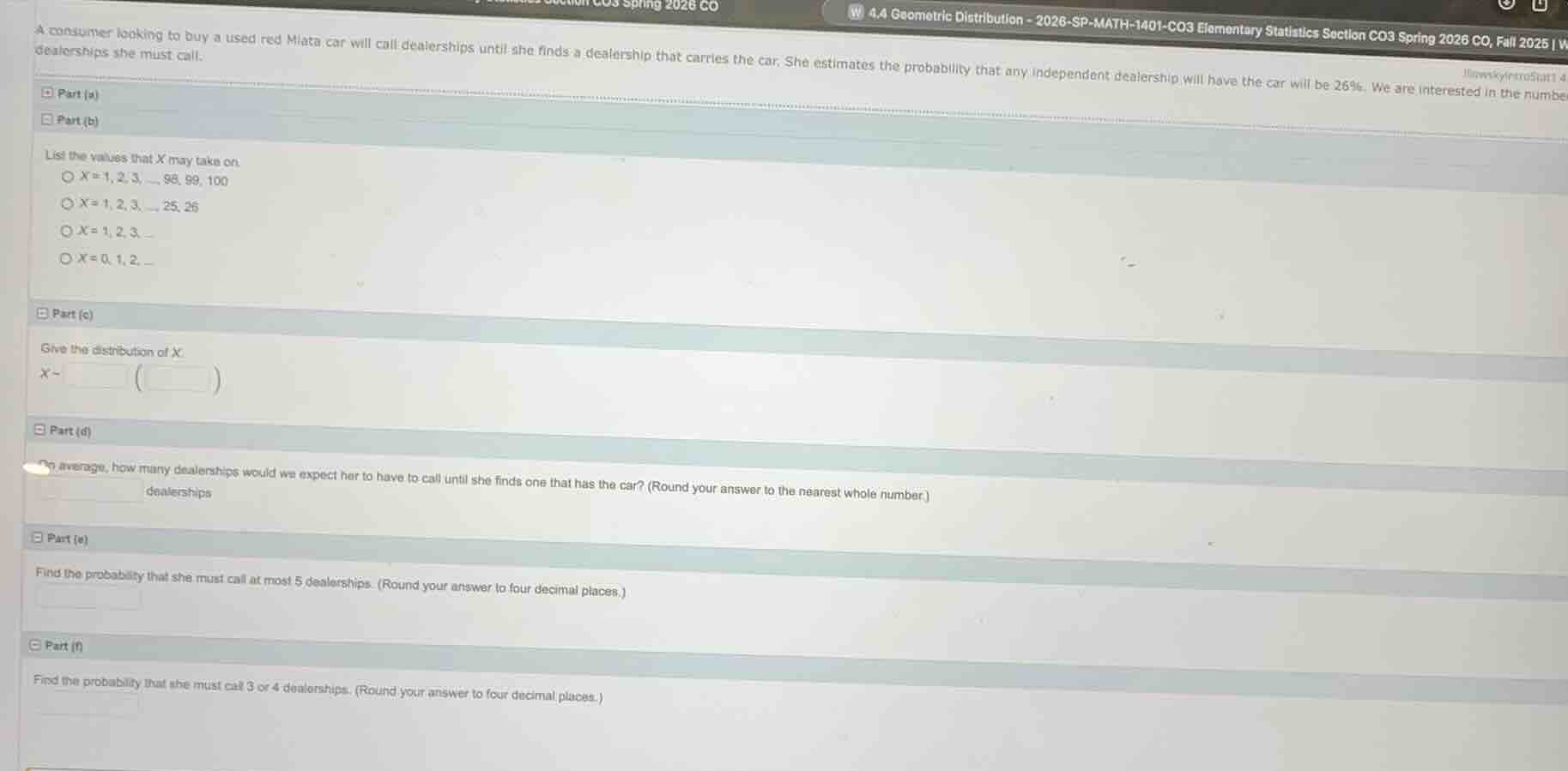 4.4 geometric distribution - 2026-sp-math-1401-co3 elementary statistic…