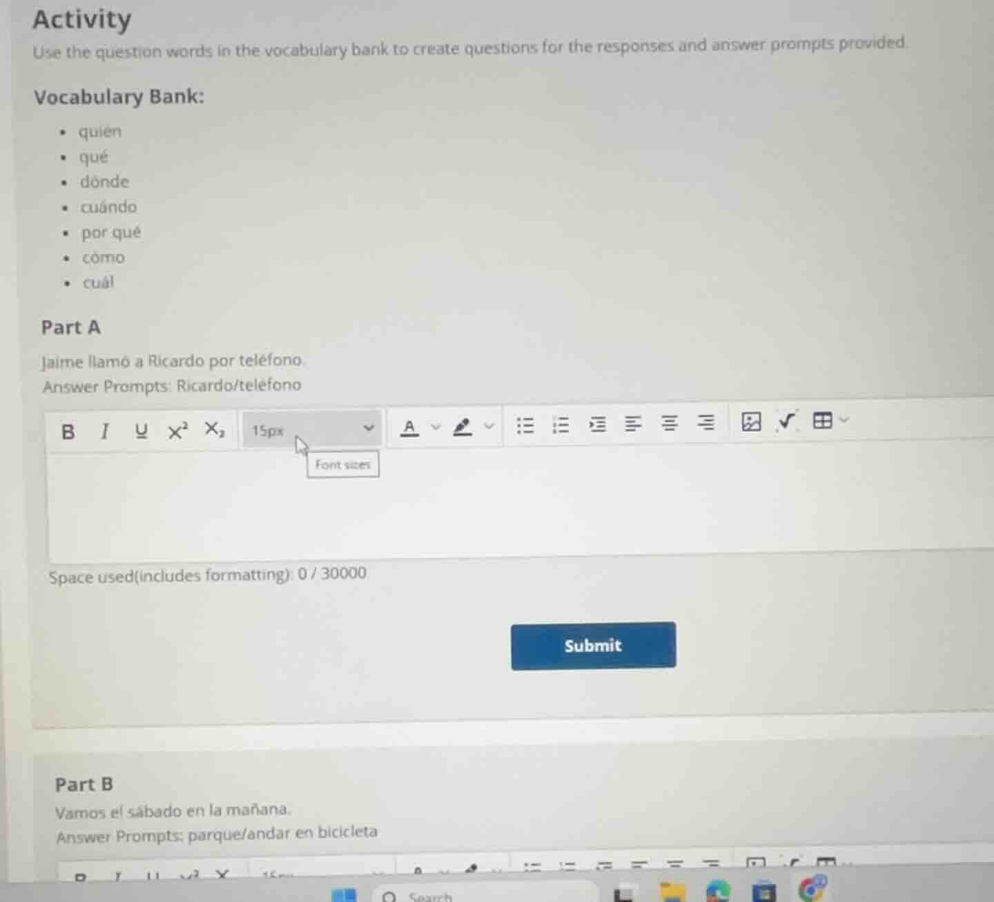 activity use the question words in the vocabulary bank to create questi…