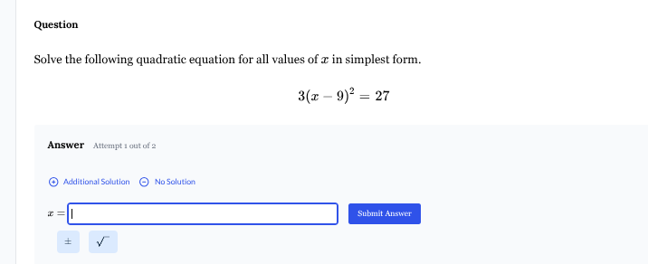 question solve the following quadratic equation for all values of $x$ i…