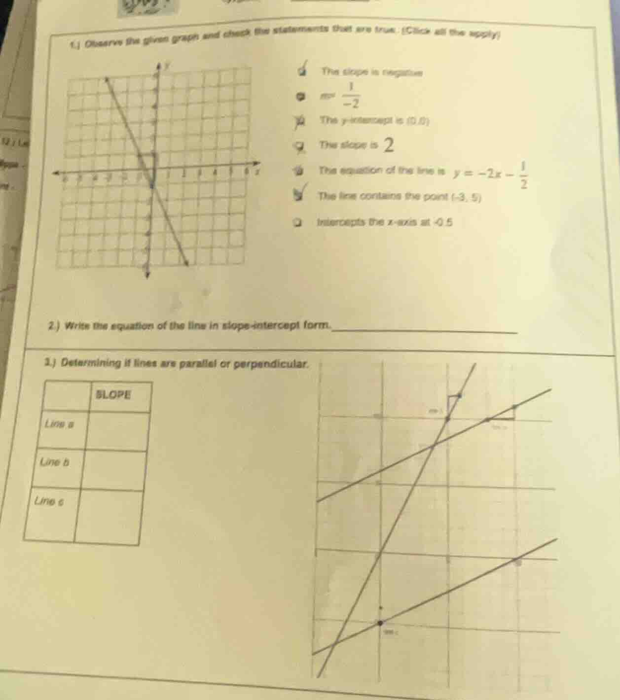 1.) observe the given graph and check the statements that are true. (cl…