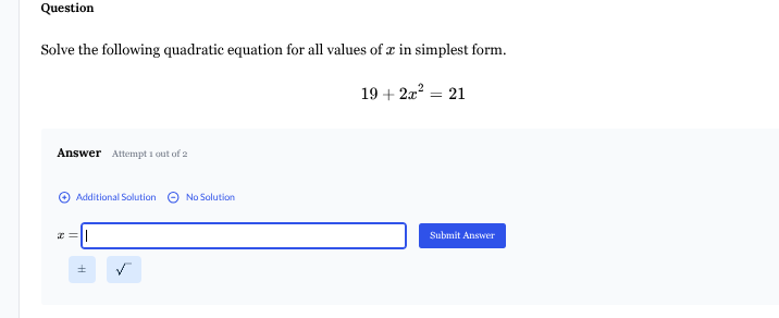 question solve the following quadratic equation for all values of $x$ i…
