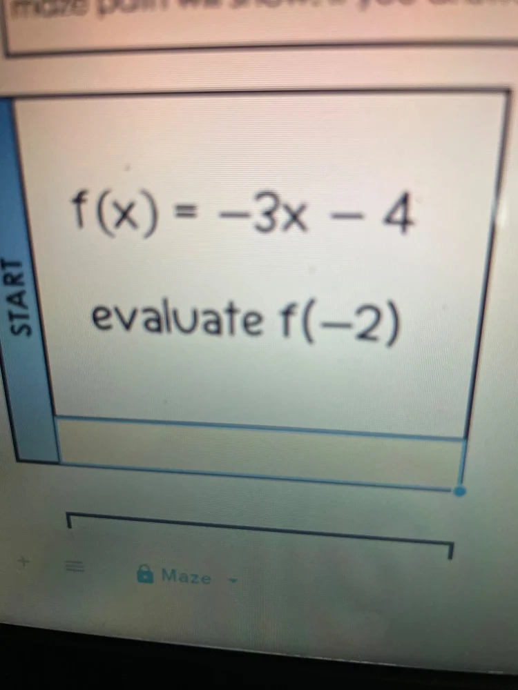 $f(x) = -3x - 4$ evaluate $f(-2)$