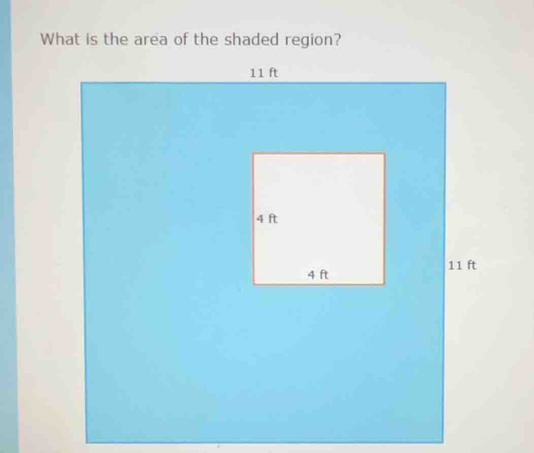 what is the area of the shaded region? 11 ft 4 ft 4 ft 11 ft