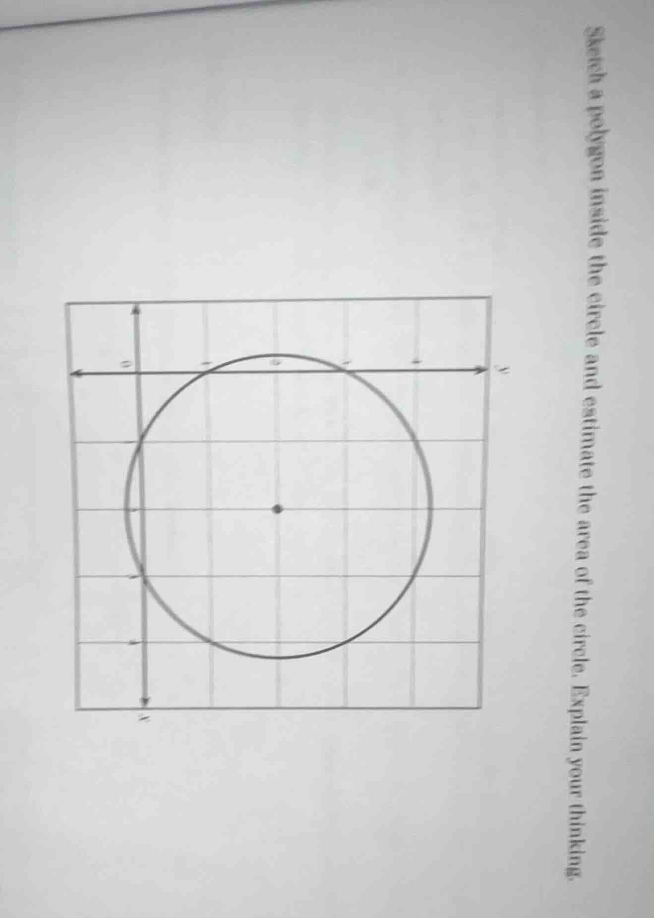 sketch a polygon inside the circle and estimate the area of the circle.…