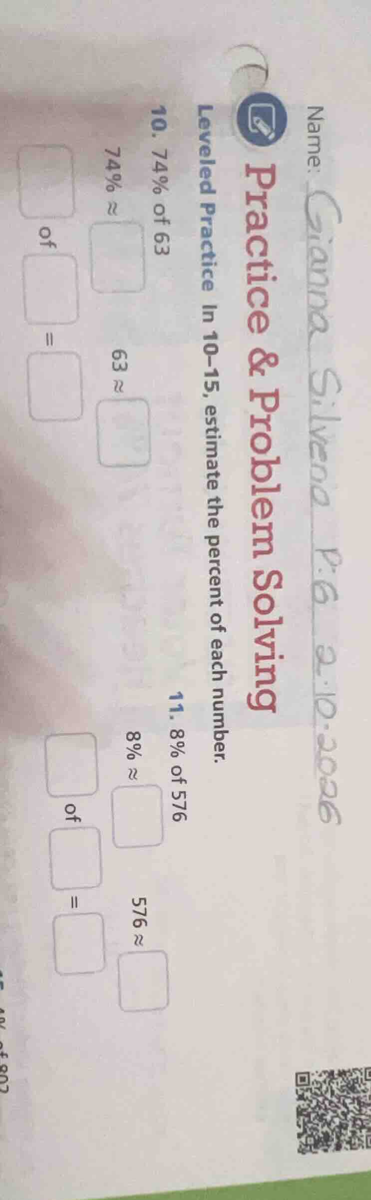 name: gianna silvena p.6 2.10.2026 practice & problem solving leveled p…
