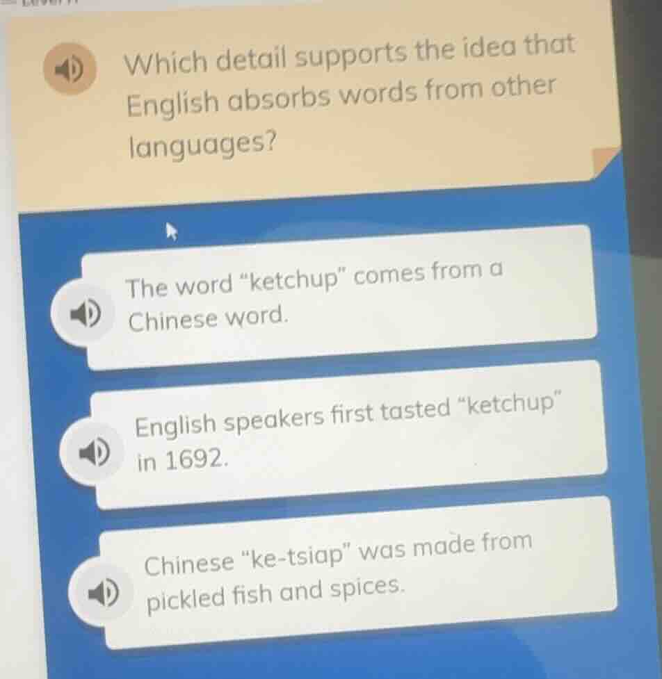 which detail supports the idea that english absorbs words from other la…