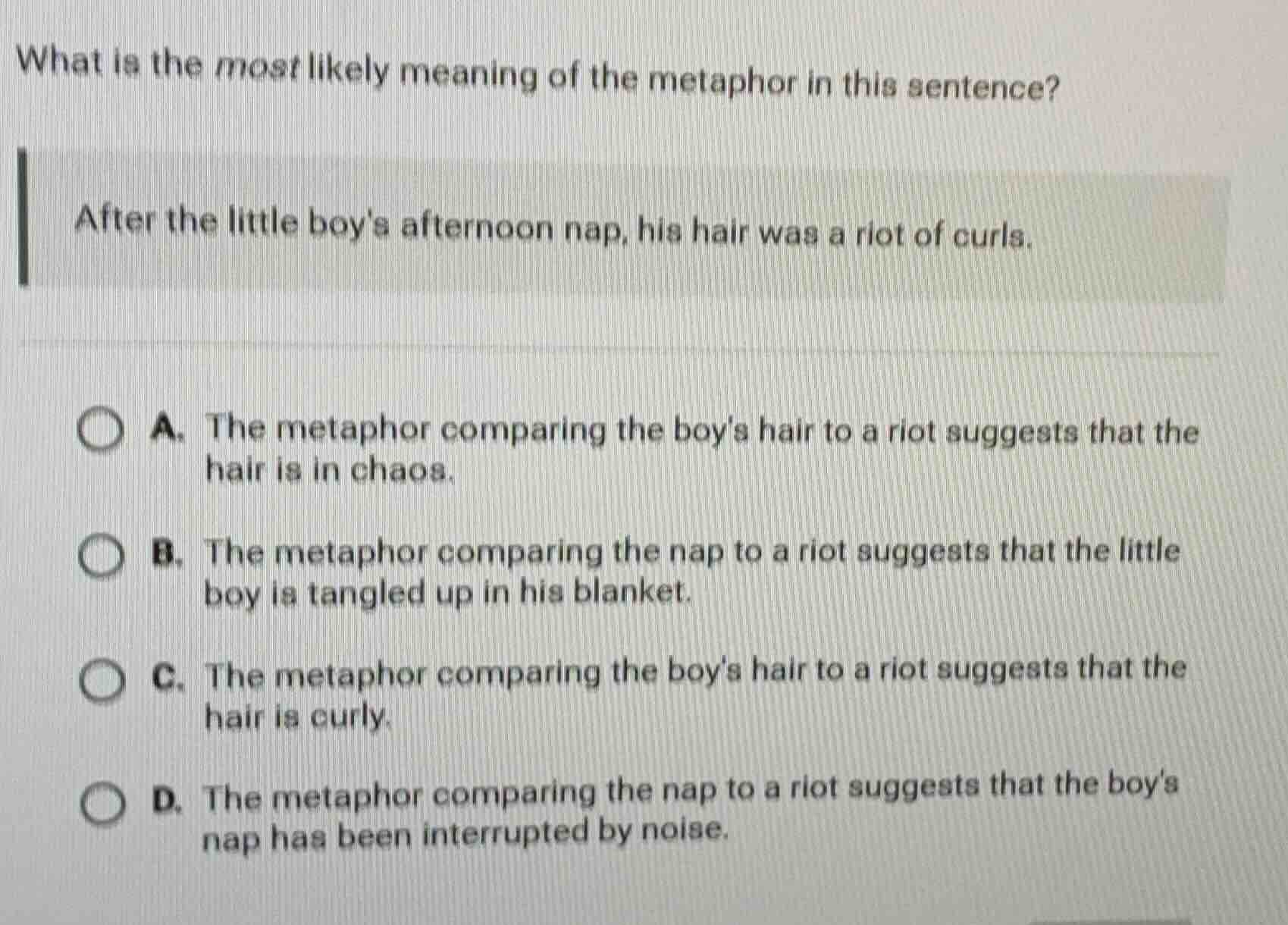 what is the most likely meaning of the metaphor in this sentence? after…