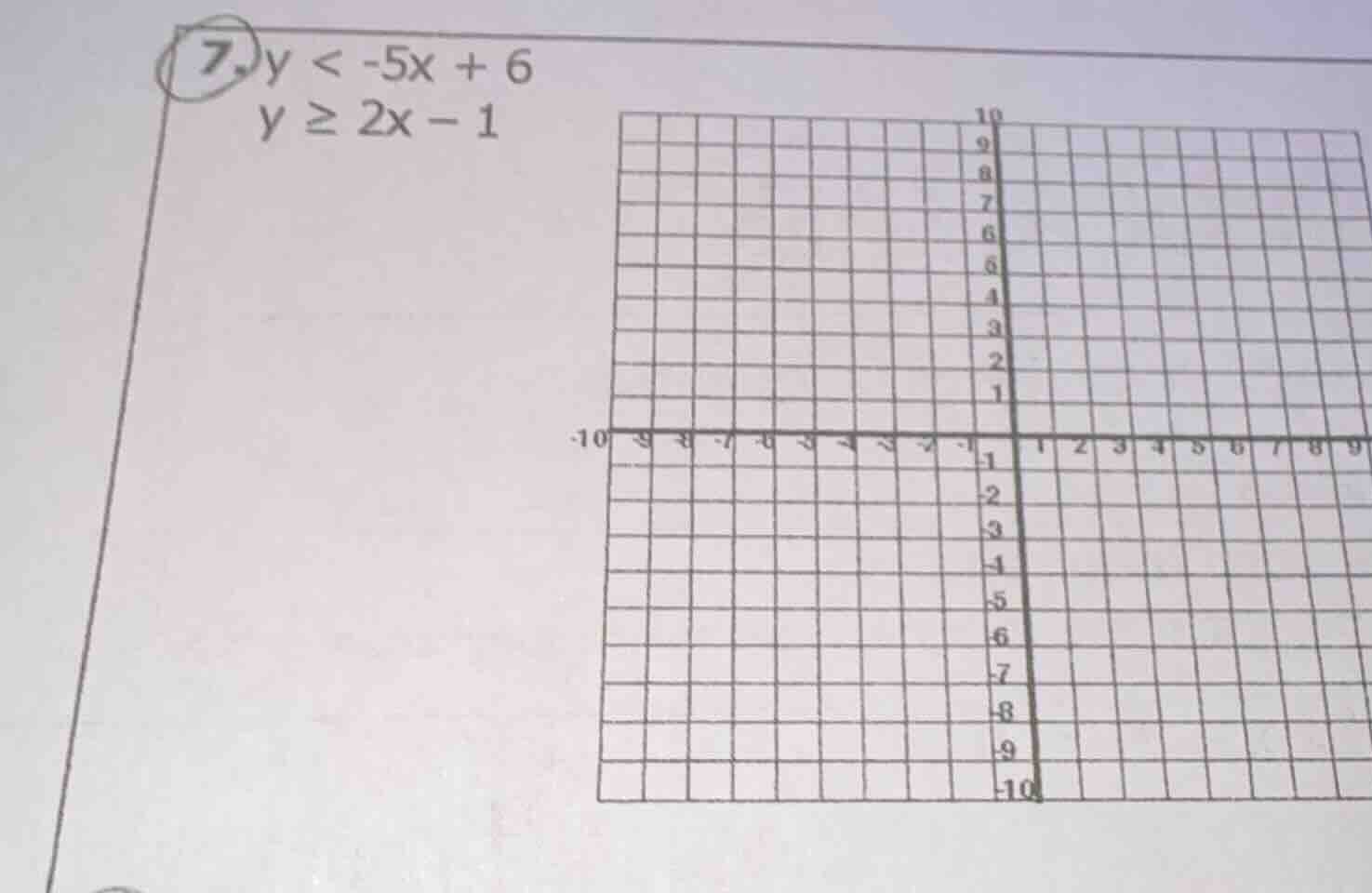 7. $y < -5x + 6$ $y \\geq 2x - 1$