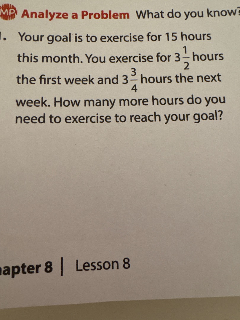 mp analyze a problem what do you know? 1. your goal is to exercise for …