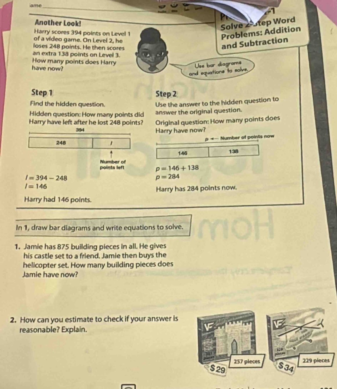 another look! harry scores 394 points on level 1 of a video game. on le…