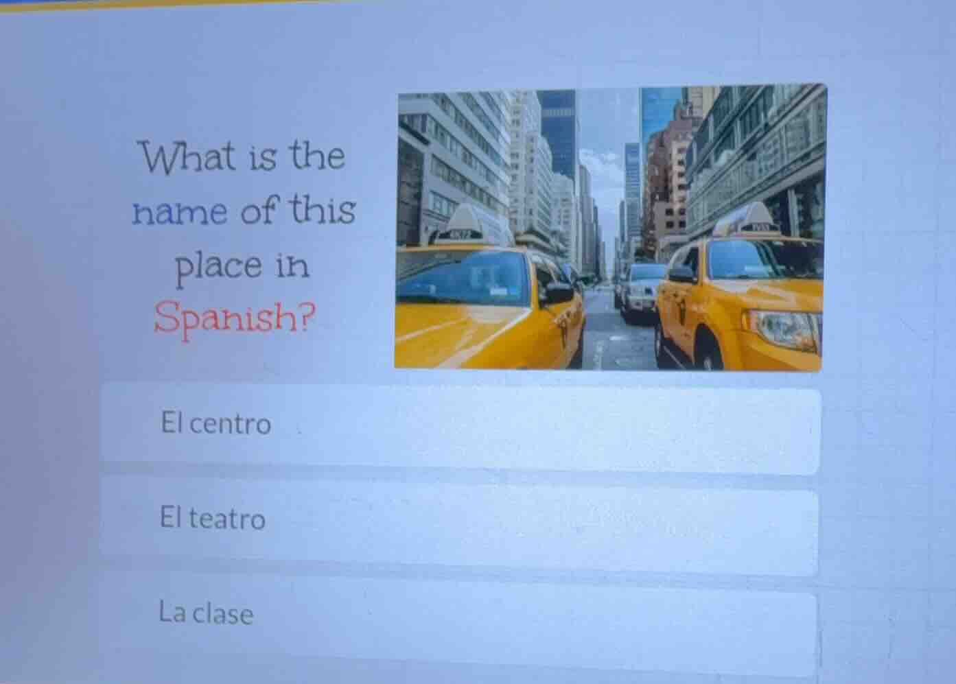 what is the name of this place in spanish? el centro el teatro la clase