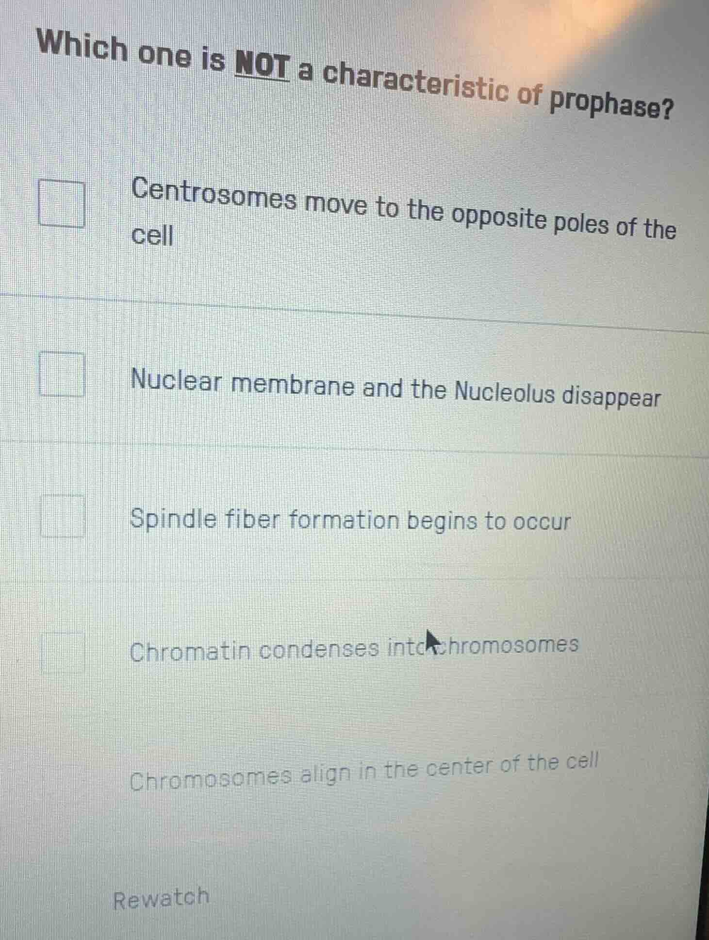 which one is not a characteristic of prophase?centrosomes move to the o…